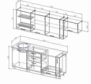 Кухонный гарнитур Антрацит 2550 в Алапаевске - alapaevsk.mebel-e96.ru