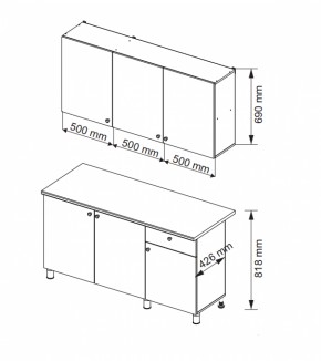 Кухонный гарнитур POINT 1500 мм (Гор) в Алапаевске - alapaevsk.mebel-e96.ru