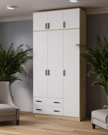 Шкаф Лагуна с антресолью делано/белый (Текс) в Алапаевске - alapaevsk.mebel-e96.ru