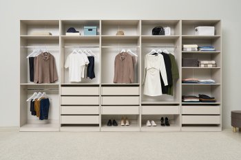 Гардеробная/шкаф 4000 мм Ларго №1 открытая Кашемир (Миф) в Алапаевске - alapaevsk.mebel-e96.ru