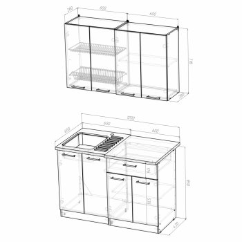 Кухонный гарнитур Лариса лайт 1 1200 мм (Герда) в Алапаевске - alapaevsk.mebel-e96.ru