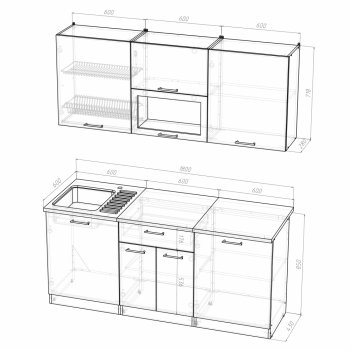 Кухонный гарнитур Лариса макси 1 1800 мм (Герда) в Алапаевске - alapaevsk.mebel-e96.ru