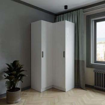 Шкаф угловой Ларс (угол прямой), Белый (Микон) в Алапаевске - alapaevsk.mebel-e96.ru