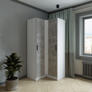 Шкаф угловой Ларс (угол прямой), Белый/Ателье светлое (Микон) в Алапаевске - alapaevsk.mebel-e96.ru