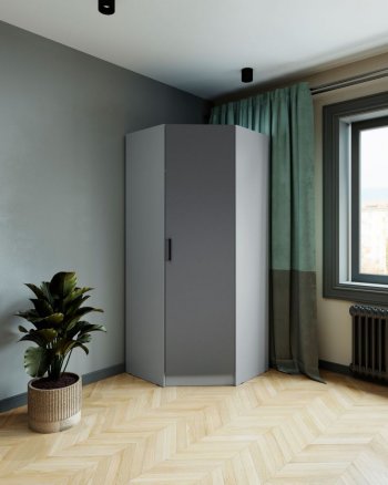 Шкаф угловой Ларс (угол скос), Серый камень/графит (Микон) в Алапаевске - alapaevsk.mebel-e96.ru