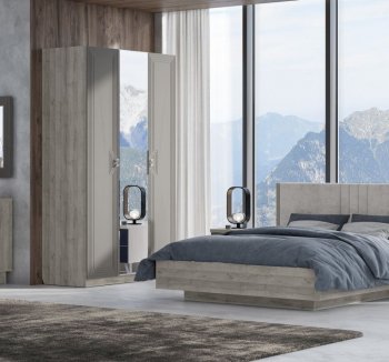 Шкаф распашной 1400 мм Лежер ШК-3103 дуб серый/холст вулканический (СанТан) в Алапаевске - alapaevsk.mebel-e96.ru