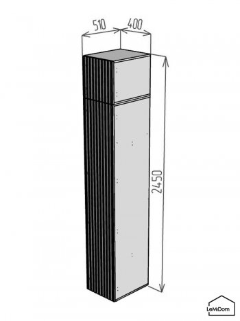 Шкаф с антресолью 400 мм Linnea MHR-1A-2 2450х400х510 (ДВ-М 11.1.25) в Алапаевске - alapaevsk.mebel-e96.ru