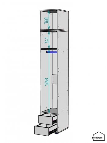 Шкаф с антресолью 400 мм Linnea MHR-1A-3 2450х400х510 (ДВ-М 11.1.25) в Алапаевске - alapaevsk.mebel-e96.ru