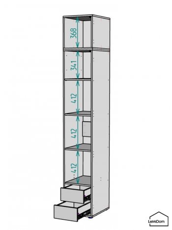 Шкаф с антресолью 400 мм Linnea MHR-1A-4 2450х400х510 (Графит-М 11.1.25) в Алапаевске - alapaevsk.mebel-e96.ru