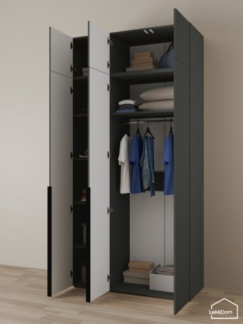 Шкаф с антресолью 1200 мм Linnea MHR-3A-1 2450х1200х510 (Графит-М 11.1.25) в Алапаевске - alapaevsk.mebel-e96.ru