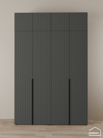 Шкаф с антресолью 1600 мм Linnea MHR-4A-1 2450х1600х510 (Графит-М 11.1.25) в Алапаевске - alapaevsk.mebel-e96.ru
