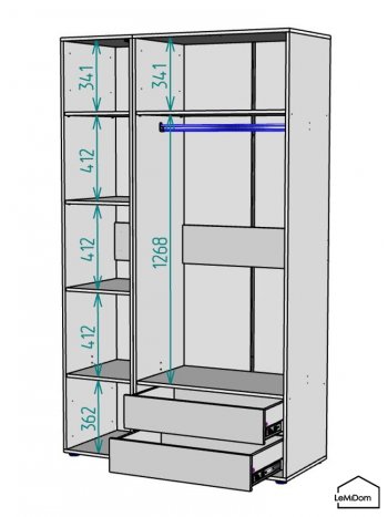 Шкаф Linnea MHR-3-2 2050х1200х510 (Белый-М 11.1.2) в Алапаевске - alapaevsk.mebel-e96.ru