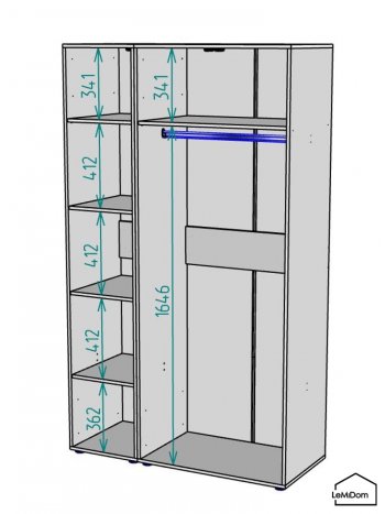 Шкаф Linnea MHR-3-1 2050х1200х510 (ДВ-М 11.1.25) в Алапаевске - alapaevsk.mebel-e96.ru