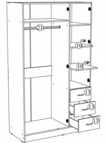 Шкаф Лофт-3 белый 1200 мм (ВНК) в Алапаевске - alapaevsk.mebel-e96.ru