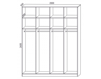 Шкаф распашной 2000 мм  М6-4.1.1 П+П+П+П 200 + антресоль (М6) в Алапаевске - alapaevsk.mebel-e96.ru