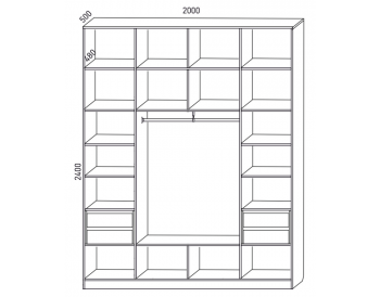Шкаф распашной 2000 мм М6-4.2 Б+П+Б 200 + антресоль + 4 ящика (М6) в Алапаевске - alapaevsk.mebel-e96.ru