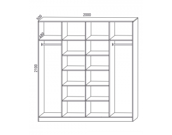 Шкаф распашной 2000 мм 4.3 П+Б+Б+П (М6) в Алапаевске - alapaevsk.mebel-e96.ru