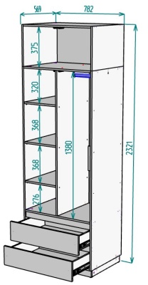 Шкаф 800 мм Мальта light H297 + Антресоль HA2 в Алапаевске - alapaevsk.mebel-e96.ru