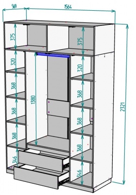 Шкаф 1600 мм Мальта light H302 + Антресоль HA4 в Алапаевске - alapaevsk.mebel-e96.ru