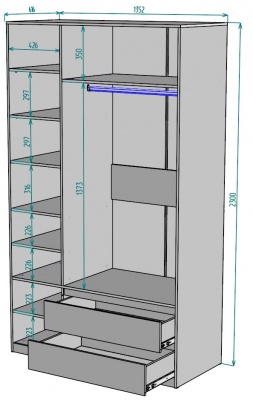 Шкаф Мальта 1350 мм Графит в Алапаевске - alapaevsk.mebel-e96.ru