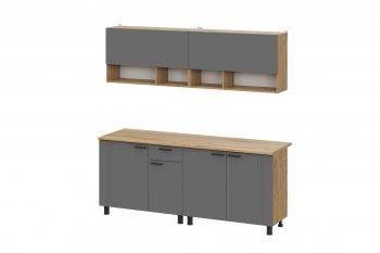 Кухонный гарнитур Монако 2000 мм графит (СВ) в Алапаевске - alapaevsk.mebel-e96.ru