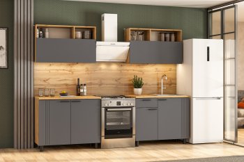 Кухонный гарнитур Монако 2000 мм графит (СВ) в Алапаевске - alapaevsk.mebel-e96.ru