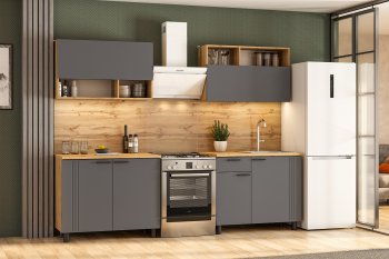 Кухонный гарнитур Монако 2000 мм графит (СВ) в Алапаевске - alapaevsk.mebel-e96.ru