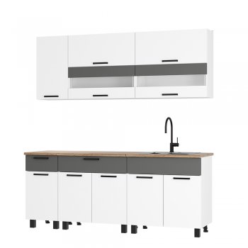 Кухонный гарнитур Монтана 2000 мм белый/графит (БТС) в Алапаевске - alapaevsk.mebel-e96.ru