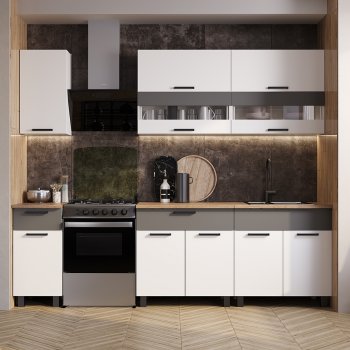 Кухонный гарнитур Монтана 2000 мм белый/графит (БТС) в Алапаевске - alapaevsk.mebel-e96.ru