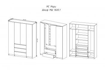 Шкаф распашной Мори 1600 мм графит (ДСВ) в Алапаевске - alapaevsk.mebel-e96.ru