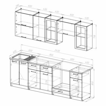 Кухонный гарнитур Ника базис 2400 мм (Герда) в Алапаевске - alapaevsk.mebel-e96.ru