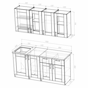 Кухонный гарнитур Ника демо 1700 мм (Герда) в Алапаевске - alapaevsk.mebel-e96.ru