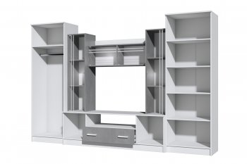 Стенка Николь-2 белый/бетонный камень(Зарон) в Алапаевске - alapaevsk.mebel-e96.ru
