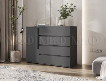 Комод 1 дверь 4 ящика (1200) Норд, графит (Миф) в Алапаевске - alapaevsk.mebel-e96.ru