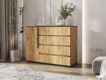 Комод 1 дверь 4 ящика (1200) Норд, дуб крафт (Миф) в Алапаевске - alapaevsk.mebel-e96.ru