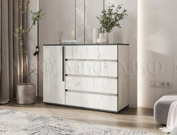 Комод 1 дверь 4 ящика (1200) Норд, крафт белый (Миф) в Алапаевске - alapaevsk.mebel-e96.ru