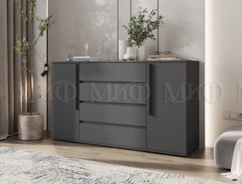 Комод 2 двери 4 ящика (1600) Норд, графит (Миф) в Алапаевске - alapaevsk.mebel-e96.ru