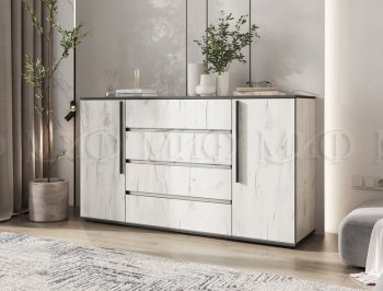 Комод 2 двери 4 ящика (1600) Норд, крафт белый (Миф) в Алапаевске - alapaevsk.mebel-e96.ru