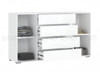 Комод 2 двери 4 ящика (1600) Норд, белый (Миф) в Алапаевске - alapaevsk.mebel-e96.ru