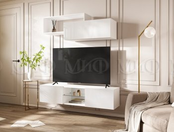 Стенка Норд-1 белый глянец (Миф) в Алапаевске - alapaevsk.mebel-e96.ru