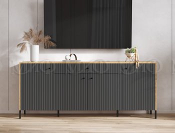 Комод Оливия Дуб Крафт/Графит (Миф) в Алапаевске - alapaevsk.mebel-e96.ru