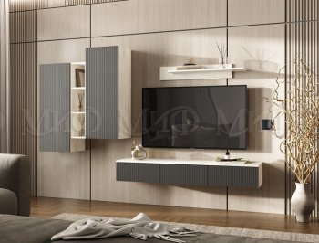 Стенка Оскар комп.2 крафт белый/графит (Миф) в Алапаевске - alapaevsk.mebel-e96.ru