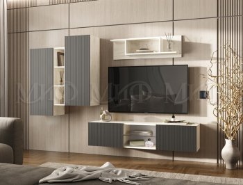 Стенка Оскар крафт белый/графит (Миф) в Алапаевске - alapaevsk.mebel-e96.ru