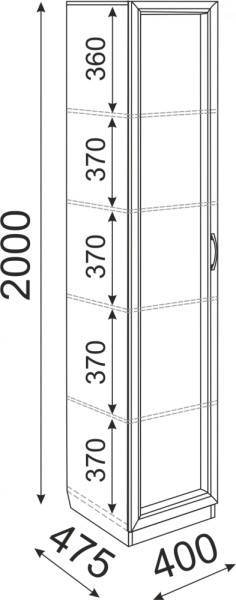 Пенал Остин М03 полки 400 (Риннер) в Алапаевске - alapaevsk.mebel-e96.ru