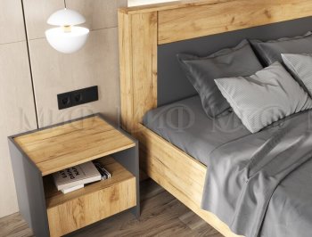 Кровать парящая Остин крафт/графит (Миф) в Алапаевске - alapaevsk.mebel-e96.ru