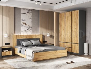 Кровать парящая Остин крафт/графит (Миф) в Алапаевске - alapaevsk.mebel-e96.ru