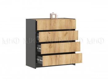 Комод 4ящ. Остин крафт/графит (Миф) в Алапаевске - alapaevsk.mebel-e96.ru