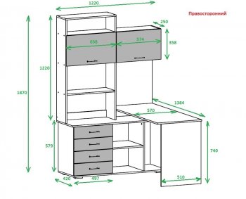 Компьютерный стол ПКС-11 правый (Памир) в Алапаевске - alapaevsk.mebel-e96.ru