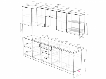 Кухонный гарнитур 2800 мм Прованс с карнизом (Росток) в Алапаевске - alapaevsk.mebel-e96.ru