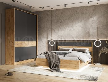 Кровать парящая Роджина крафт/графит (Миф) в Алапаевске - alapaevsk.mebel-e96.ru